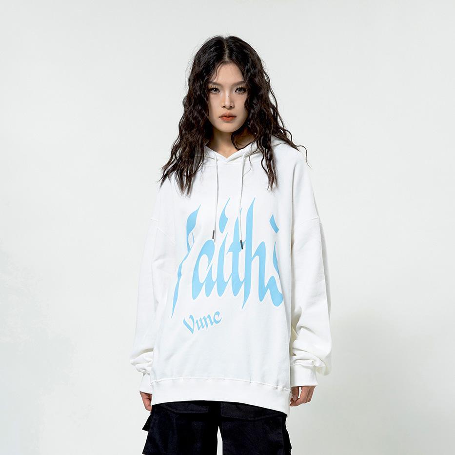 "Faith's" Letter Print Loose Hoodie - tntwear1