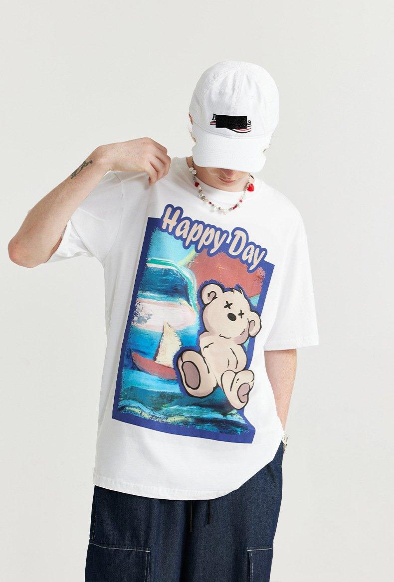 Happy Day Bear Printed T-shirt - tntwear1