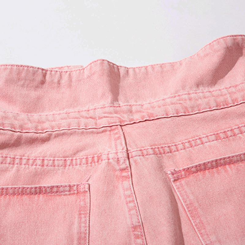 Pink Star Turned-down Waist Jeans - tntwear1