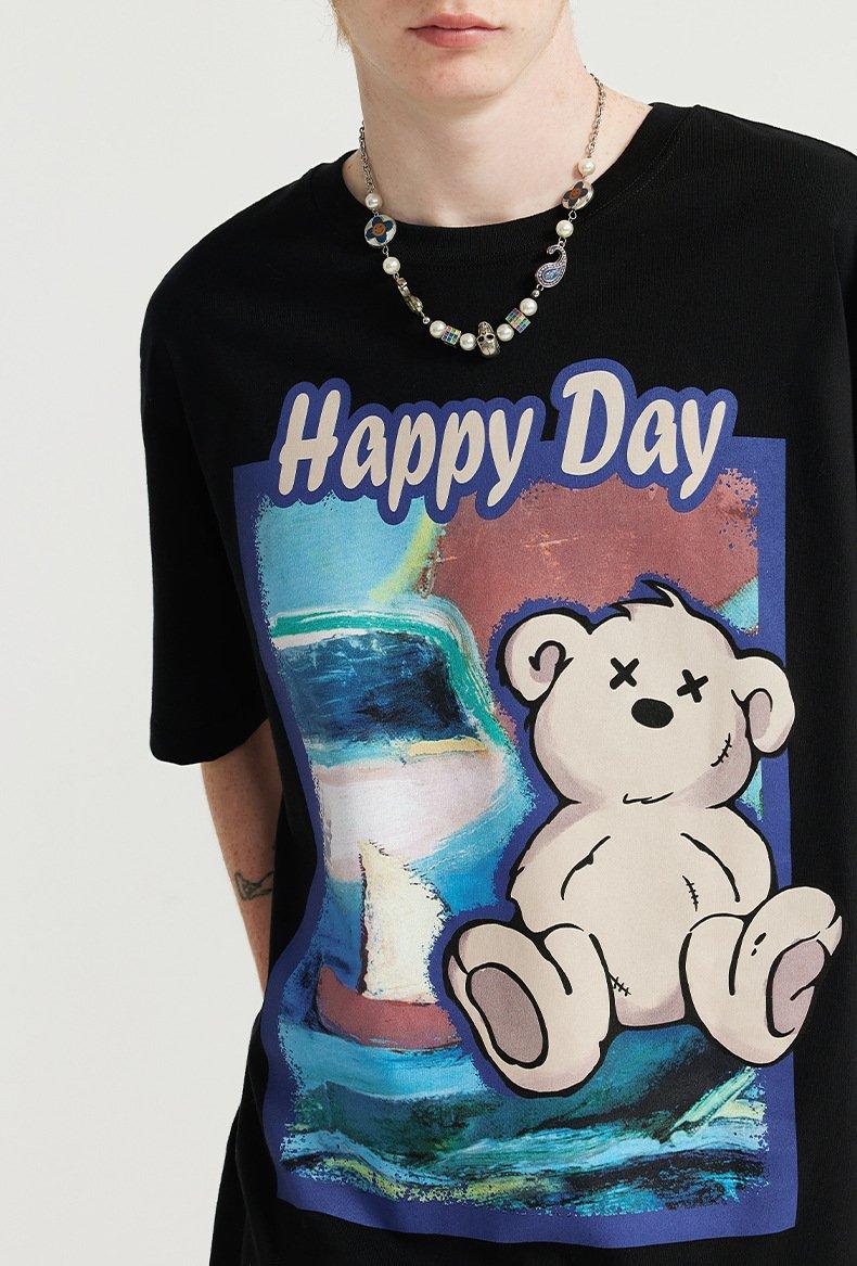 Happy Day Bear Printed T-shirt - tntwear1