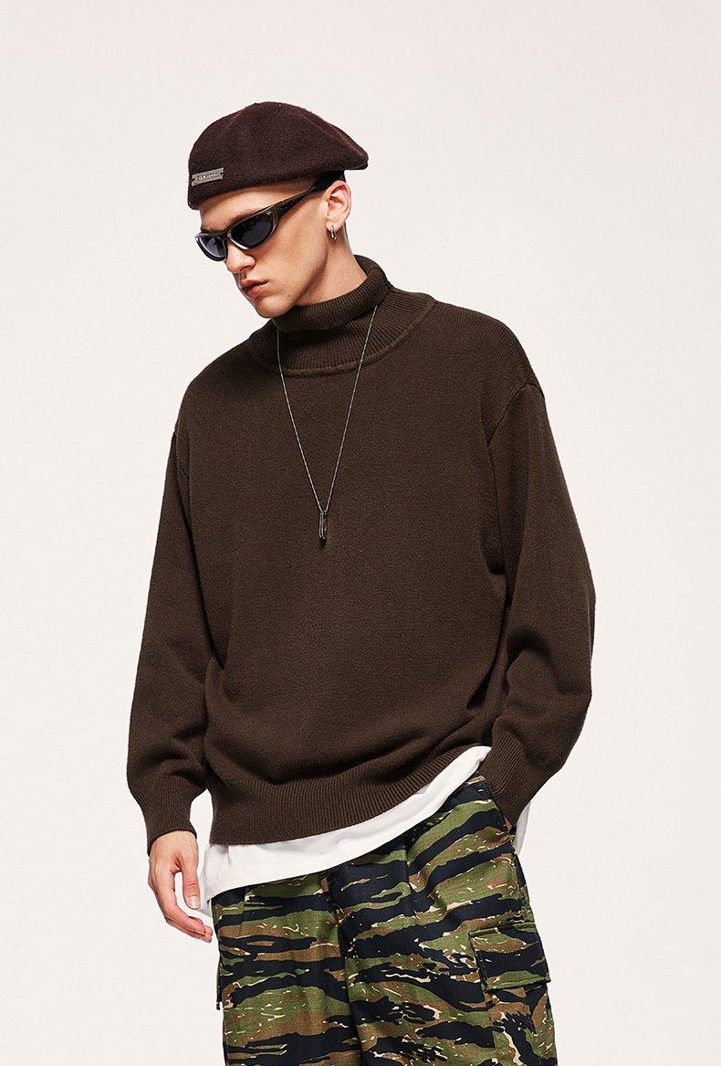 Turtleneck Loose Solid Color Sweater - tntwear1