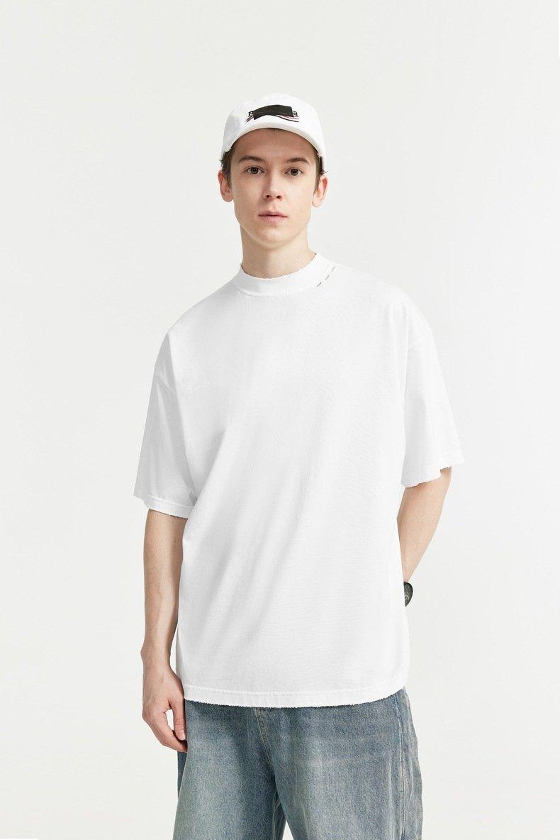 High-neck Respecting Solid Loose T-shirt - tntwear1