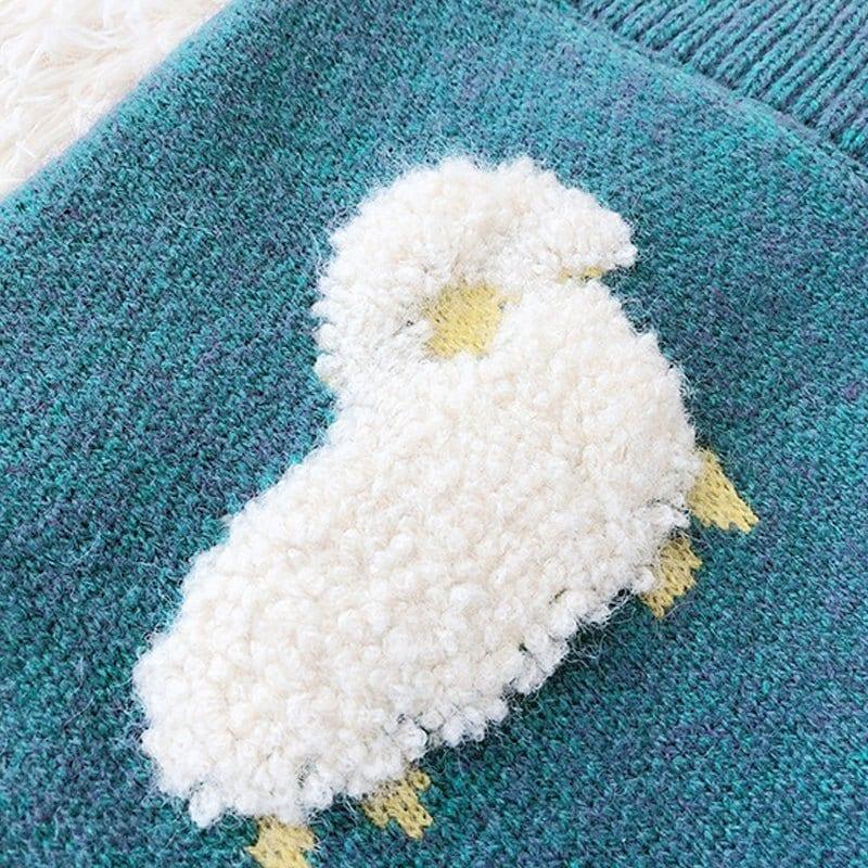 Knitted Sweater Cardigan Flocked Sheep - tntwear1