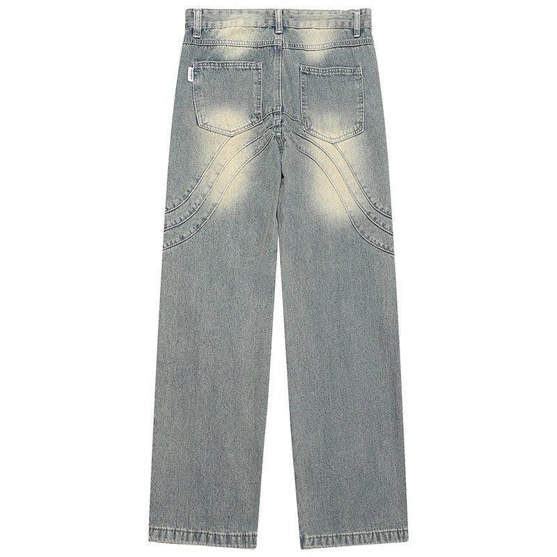 1984 Chic Washed Jeans Wave Stitching - tntwear1