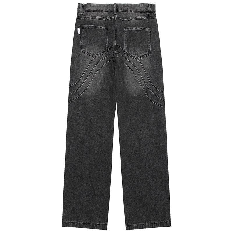 1984 Chic Washed Jeans Wave Stitching - tntwear1