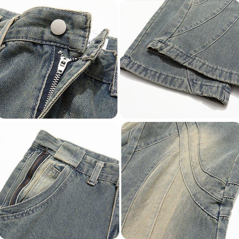 1984 Chic Washed Jeans Wave Stitching - tntwear1