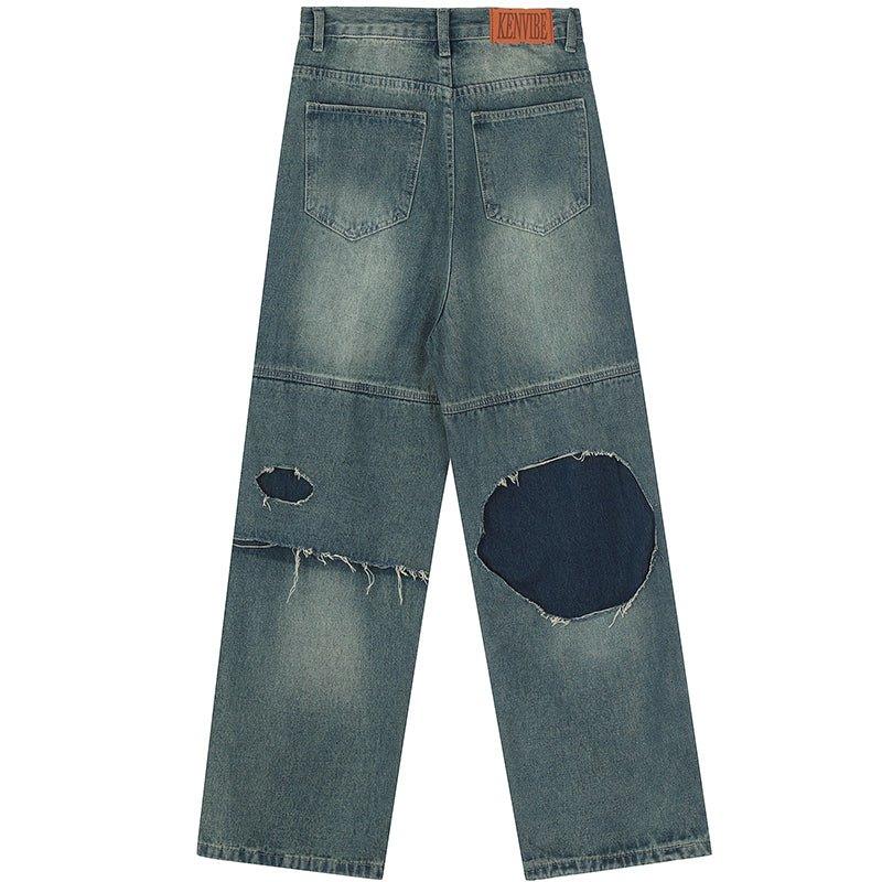 1984 Distressed Jeans Contrast Patches - tntwear1