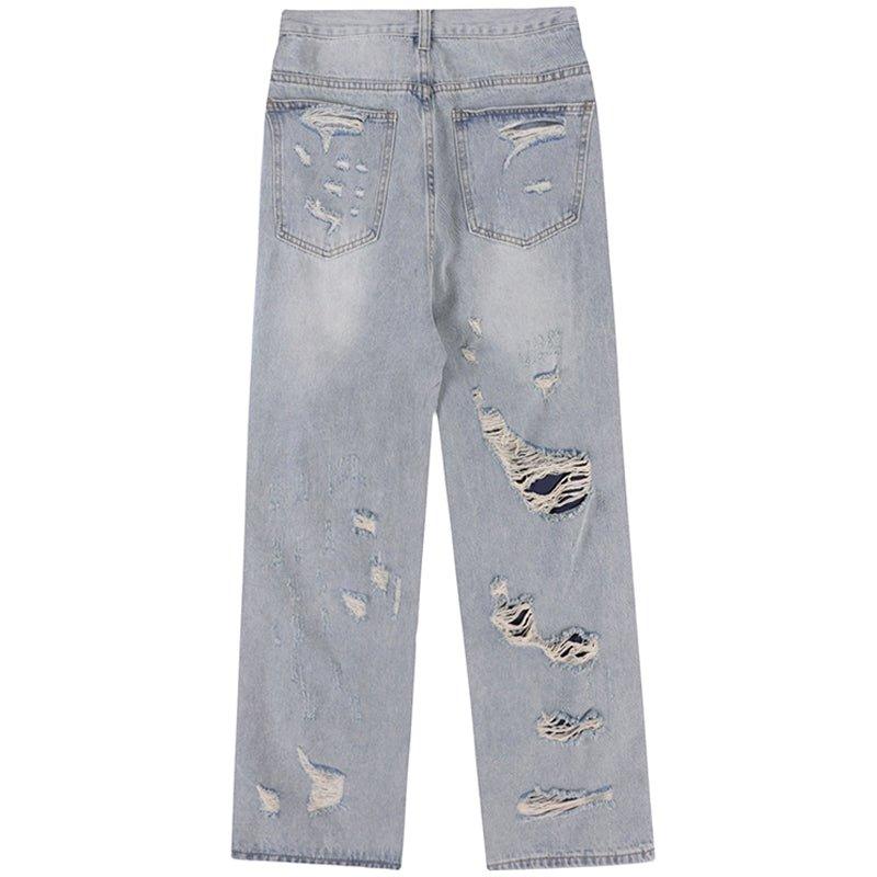 1984 Distressed Jeans Irregular Raw Edge - tntwear1