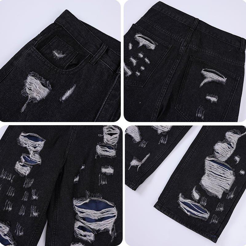 1984 Distressed Jeans Irregular Raw Edge - tntwear1