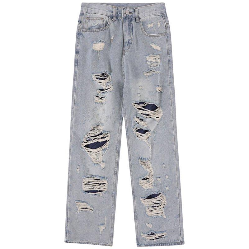 1984 Distressed Jeans Irregular Raw Edge - tntwear1