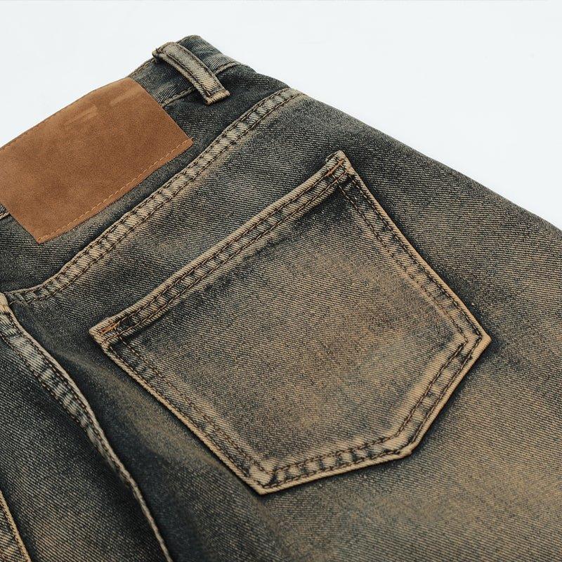 1984 Distressed Washed Jeans Patchwork Leg - tntwear1