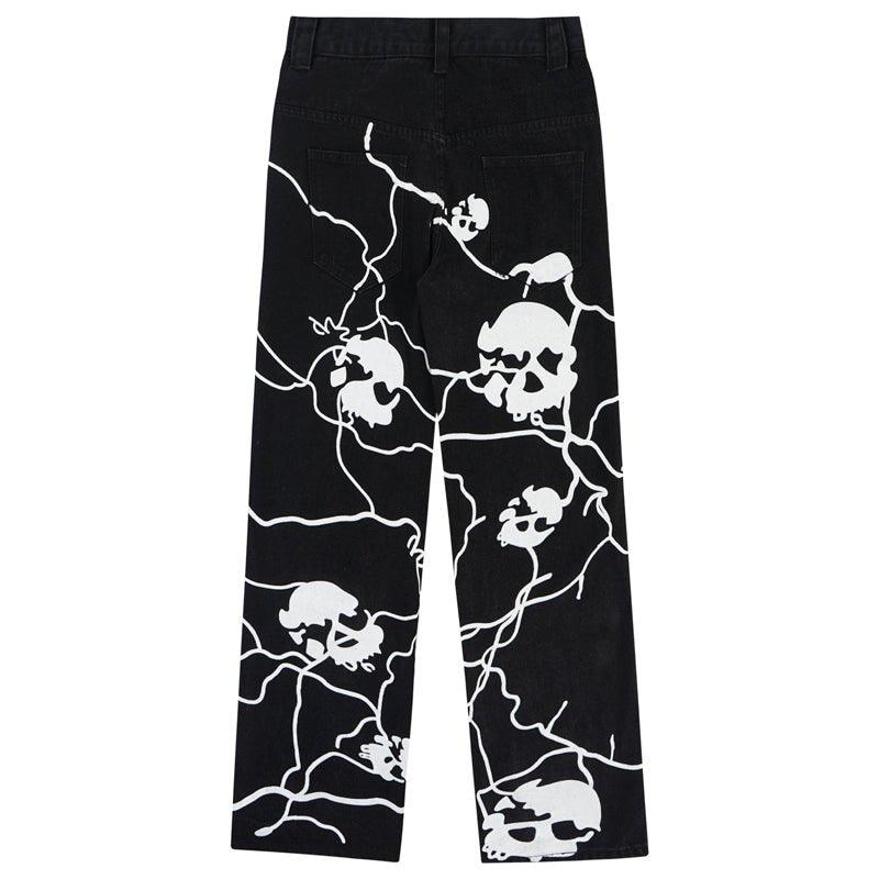 1984 Hip Hop Style Jeans Lightning and Skull - tntwear1