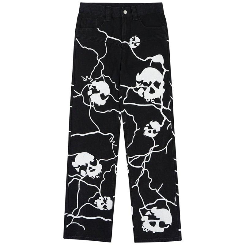 1984 Hip Hop Style Jeans Lightning and Skull - tntwear1