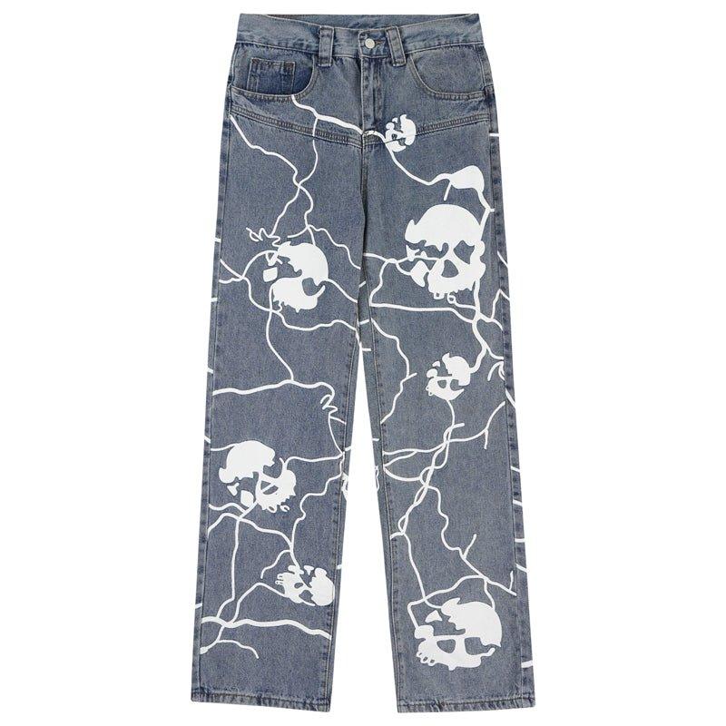 1984 Hip Hop Style Jeans Lightning and Skull - tntwear1