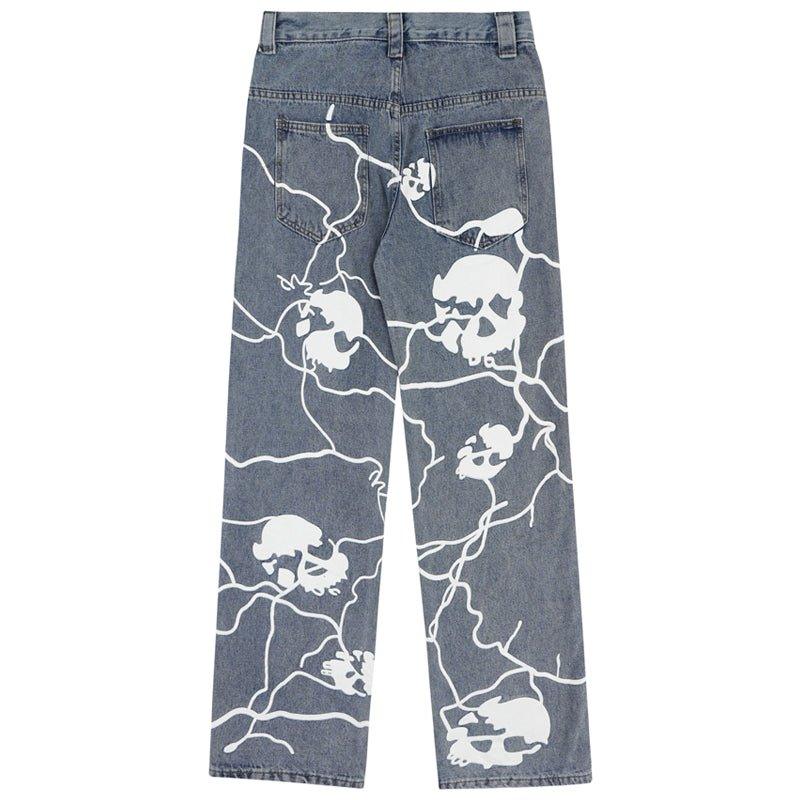 1984 Hip Hop Style Jeans Lightning and Skull - tntwear1