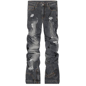 1984 Hip Hop Style Jeans Ripped Folds - tntwear1