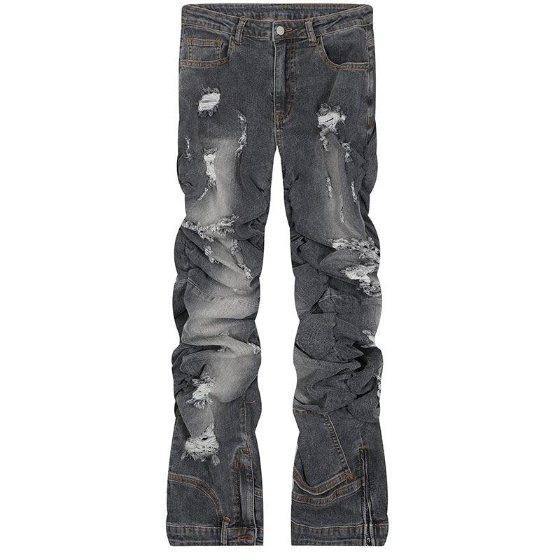 1984 Hip Hop Style Jeans Ripped Folds - tntwear1