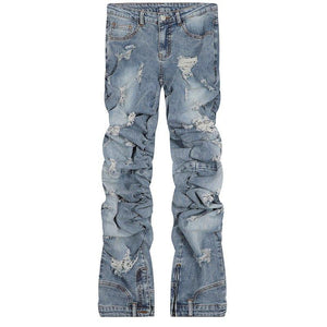 1984 Hip Hop Style Jeans Ripped Folds - tntwear1