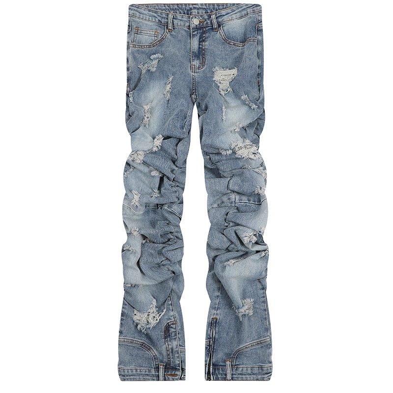 1984 Hip Hop Style Jeans Ripped Folds - tntwear1