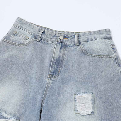 Light Blue Raw Edge Urban Shorts