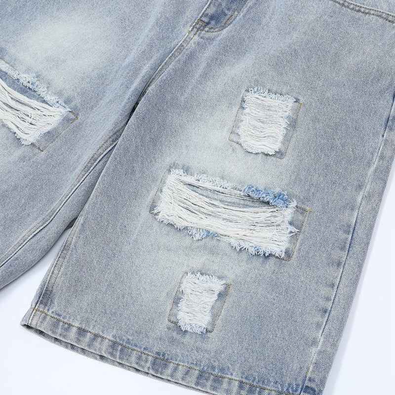 Light Blue Raw Edge Urban Shorts