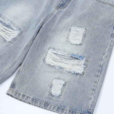 Light Blue Raw Edge Urban Shorts