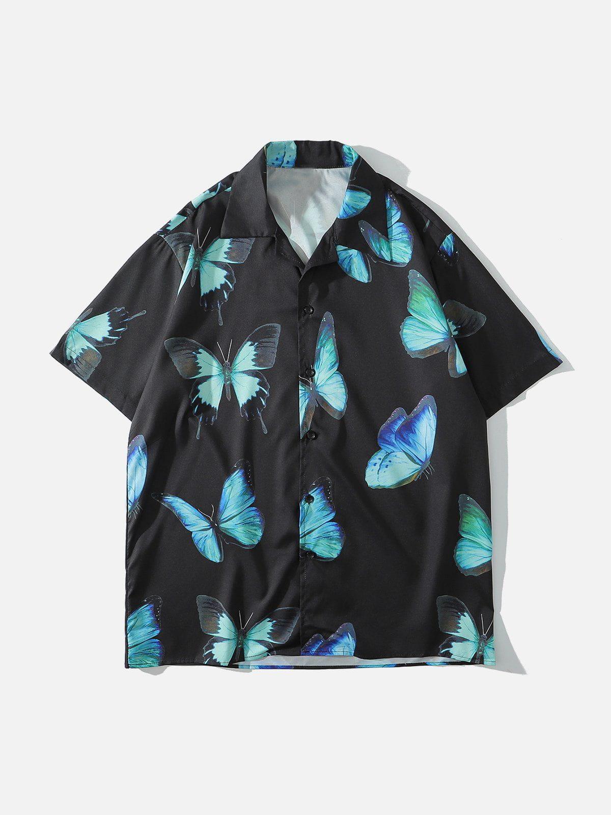 Tntwear® - Butterfly Print Short Sleeve Shirt - tntwear1