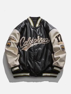 Tntwear® - "California" PU Stitching Thicken Varsity Jacket - tntwear1