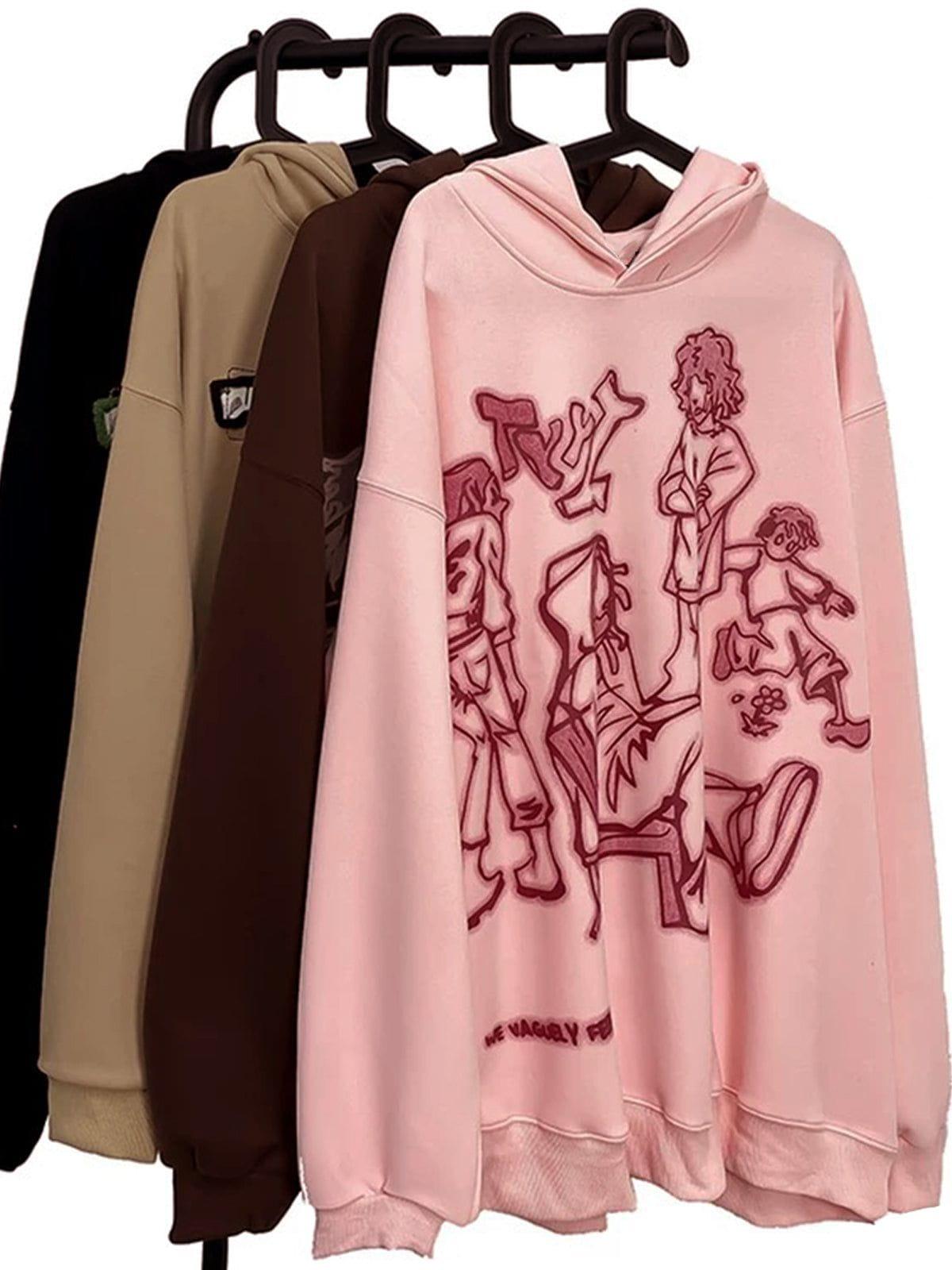 Tntwear® - Cartoon Line Character Print Hoodie - tntwear1