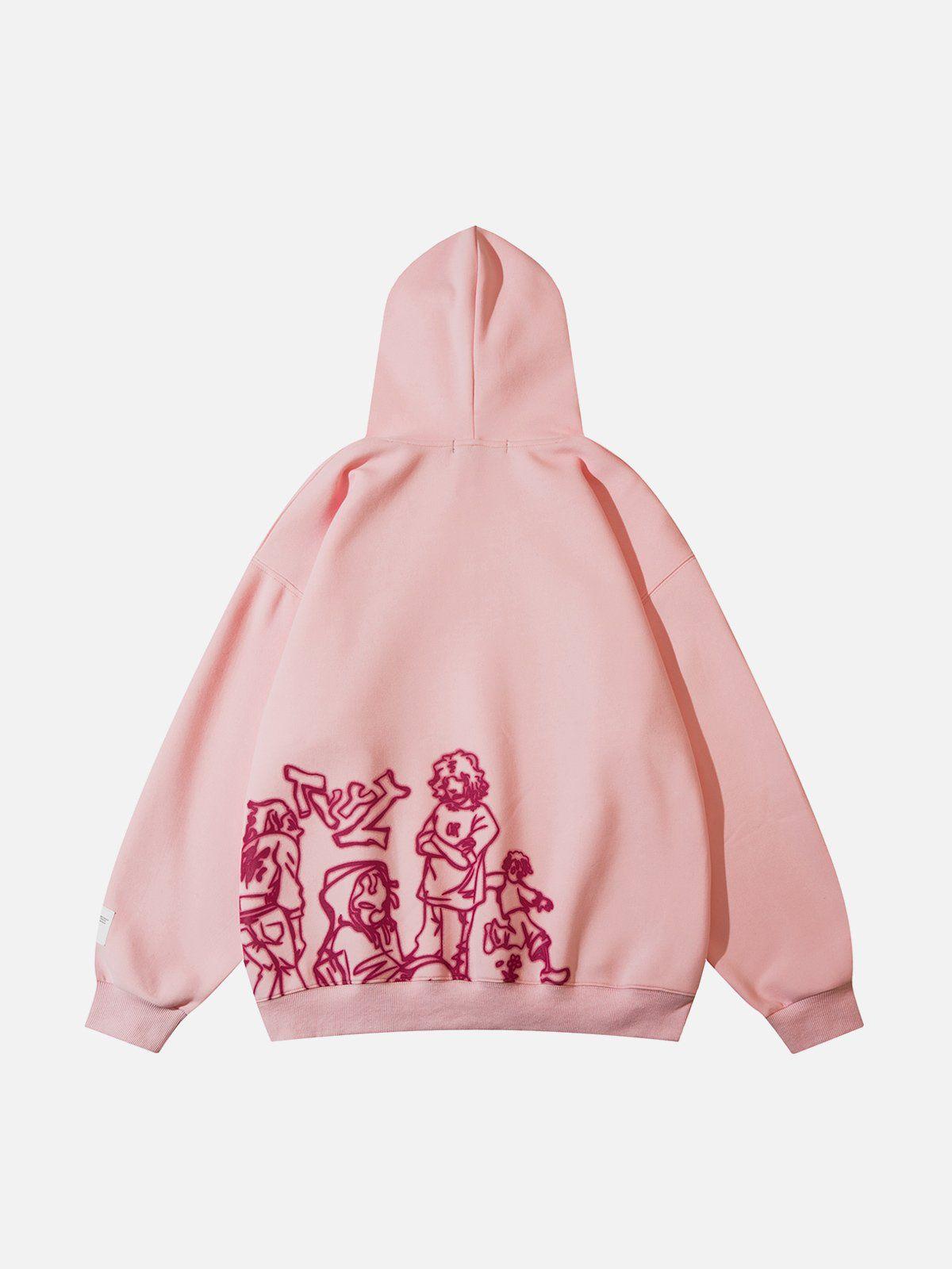 Tntwear® - Cartoon Line Character Print Hoodie - tntwear1