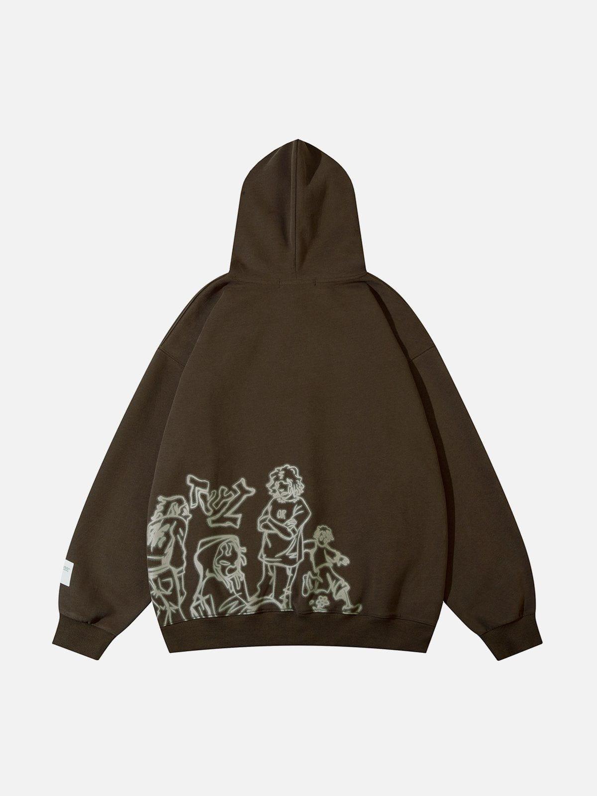 Tntwear® - Cartoon Line Character Print Hoodie - tntwear1