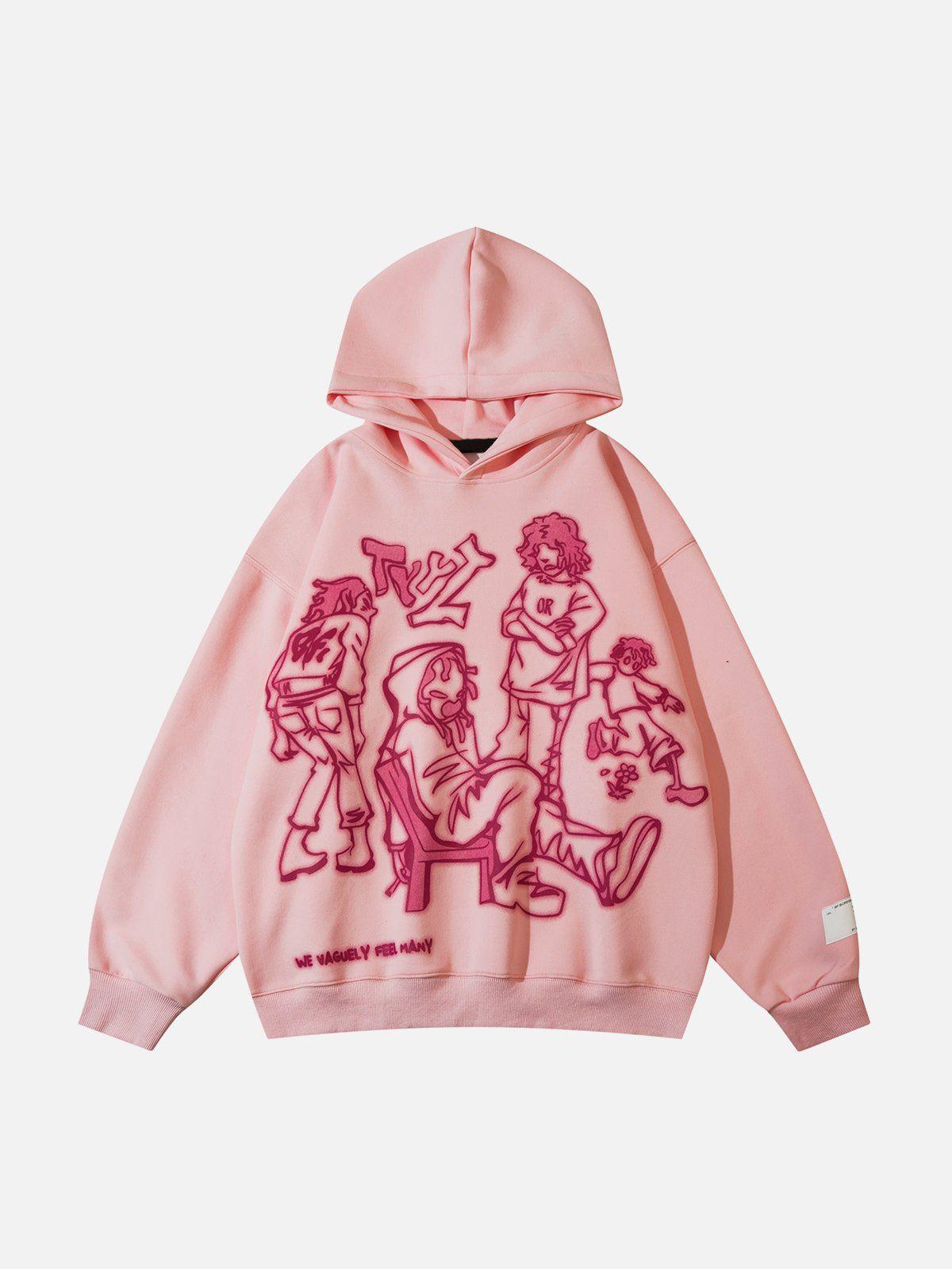 Tntwear® - Cartoon Line Character Print Hoodie - tntwear1