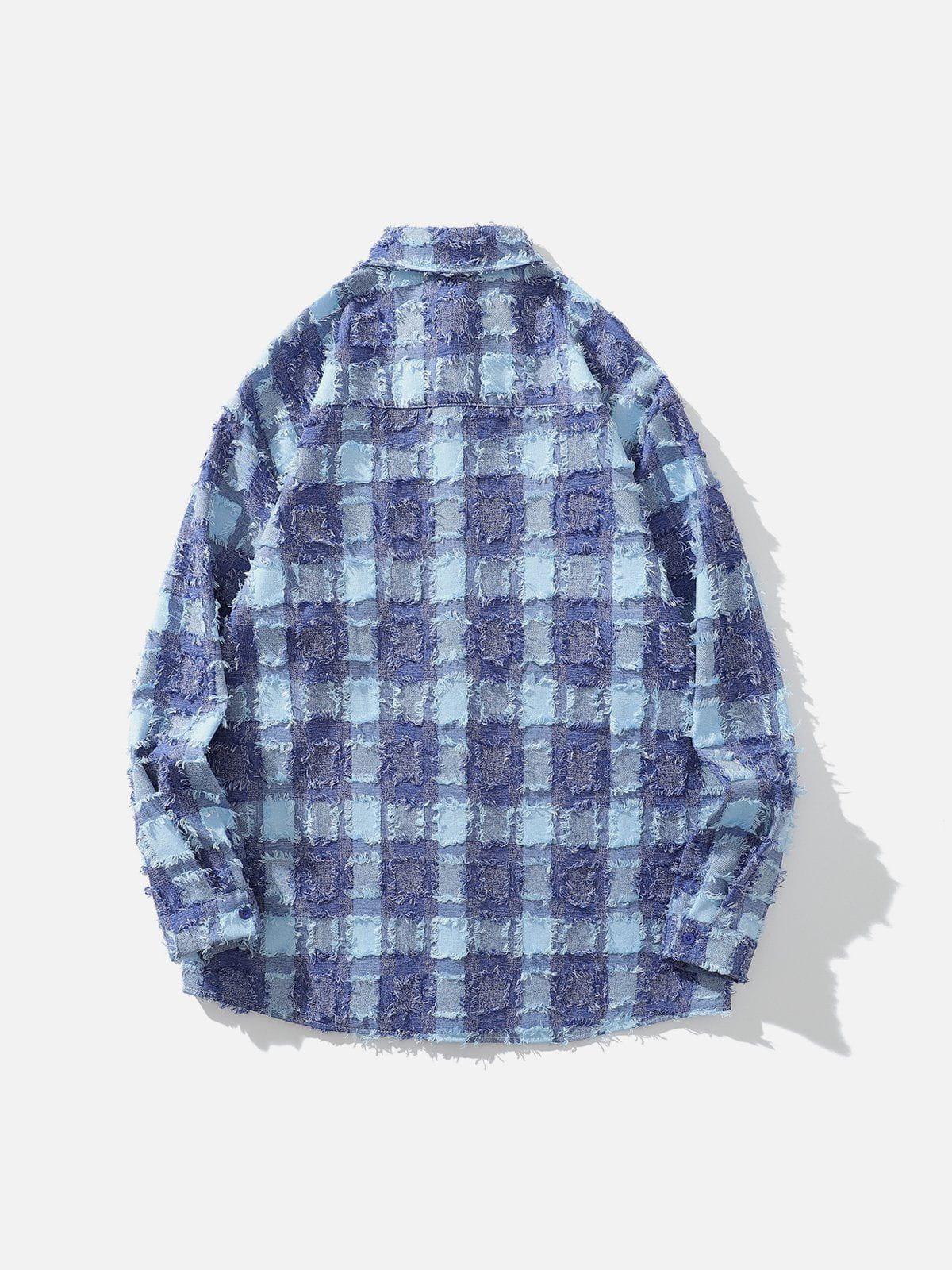 Tntwear® - Check Raw Long-Sleeved Shirt - tntwear1