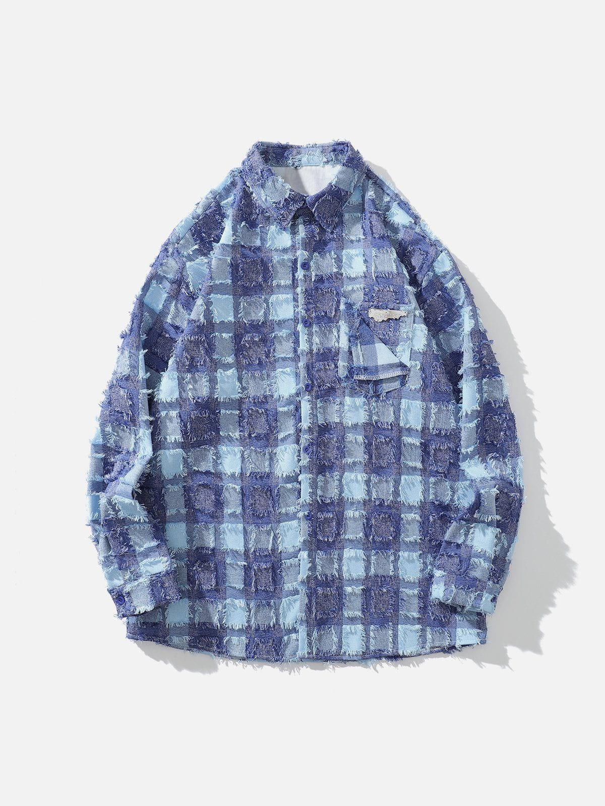 Tntwear® - Check Raw Long-Sleeved Shirt - tntwear1