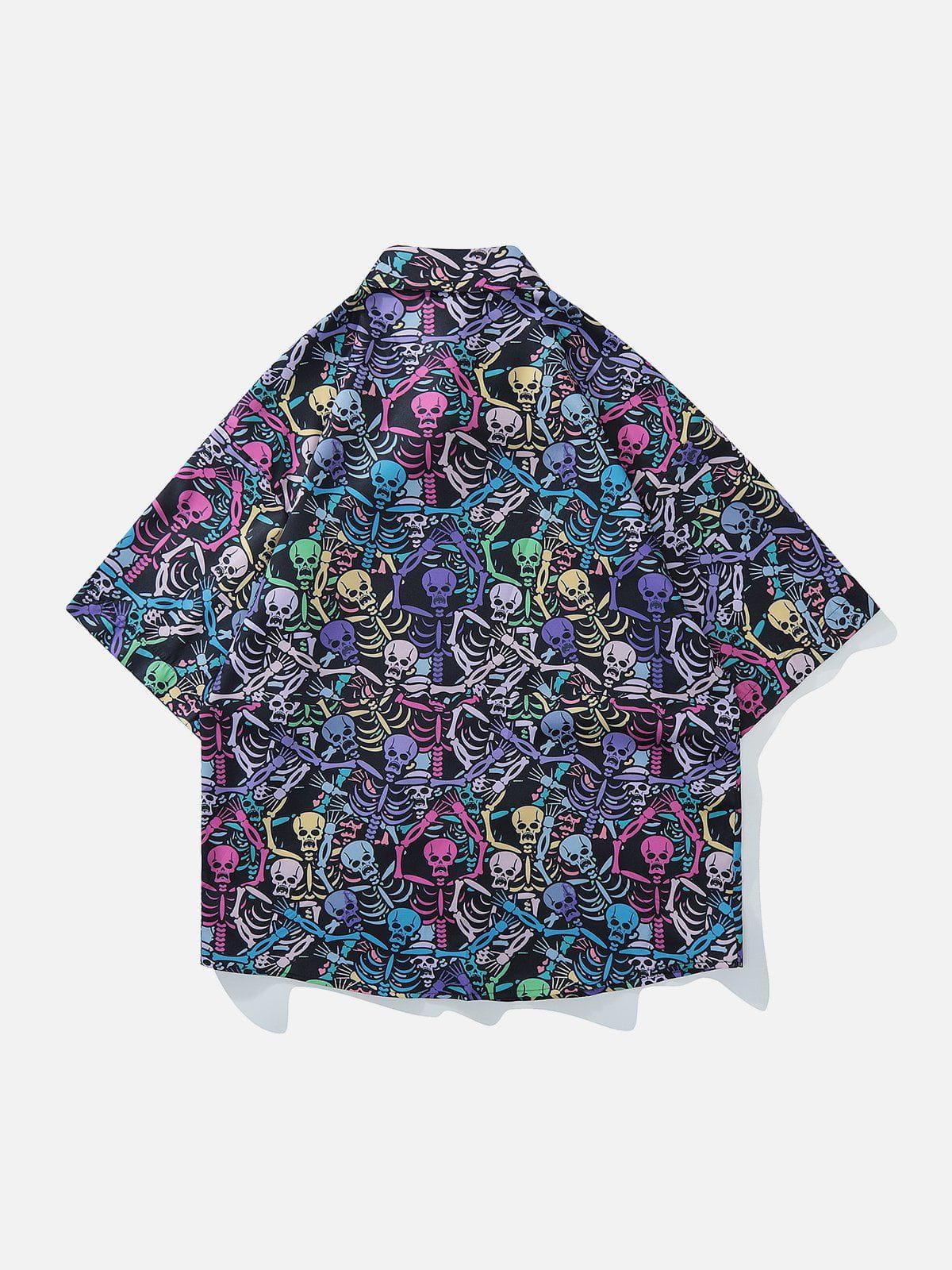 Tntwear® - Colour Skeleton Elements Print Short Sleeve Shirts - tntwear1