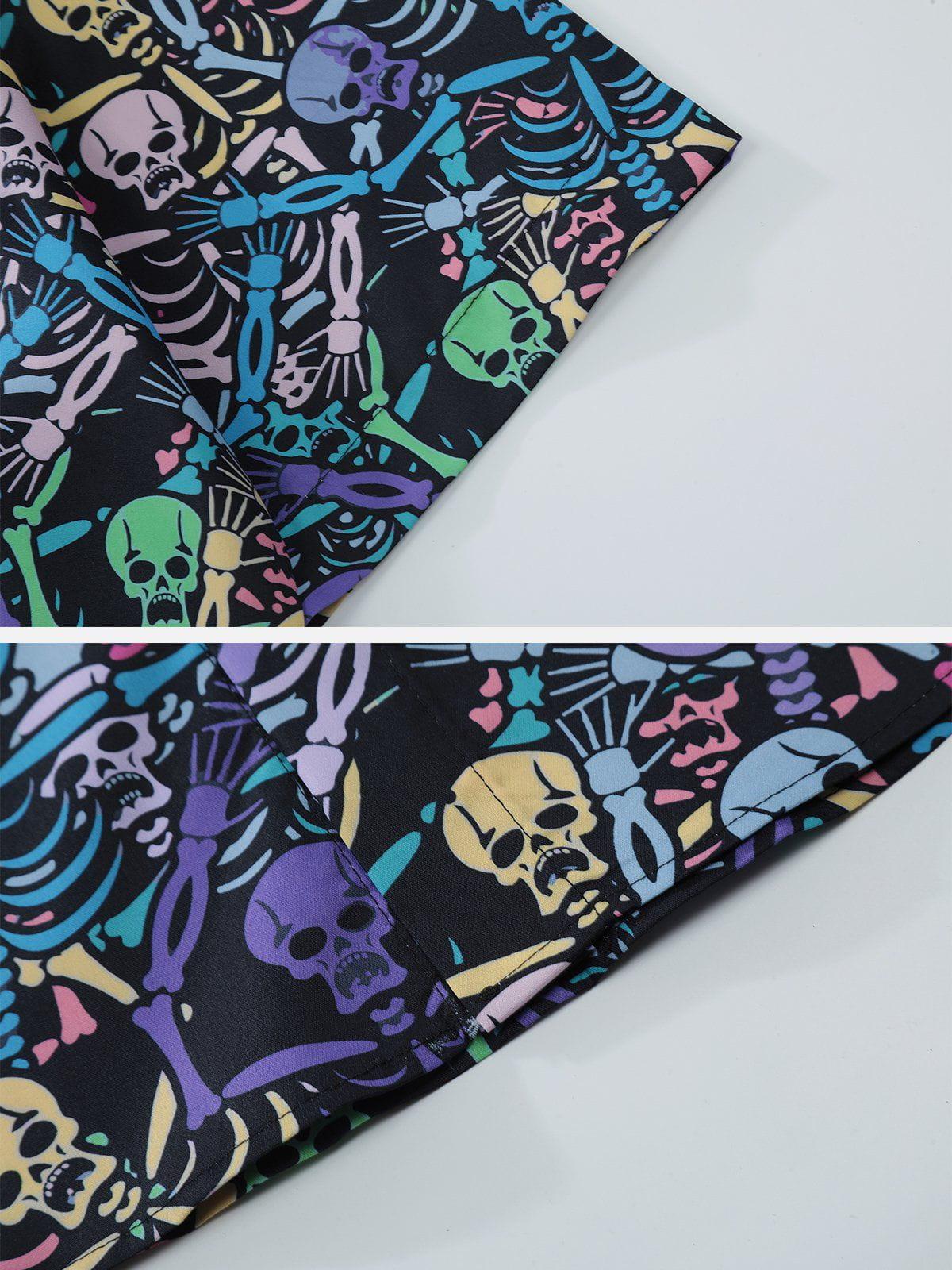 Tntwear® - Colour Skeleton Elements Print Short Sleeve Shirts - tntwear1