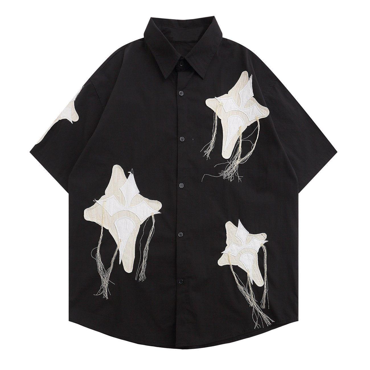 Tntwear® - Cross Fringe Short Sleeve Shirt - tntwear1