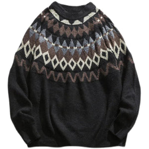 Tntwear® - Diamond Pattern Stitching Knit Sweater - tntwear1