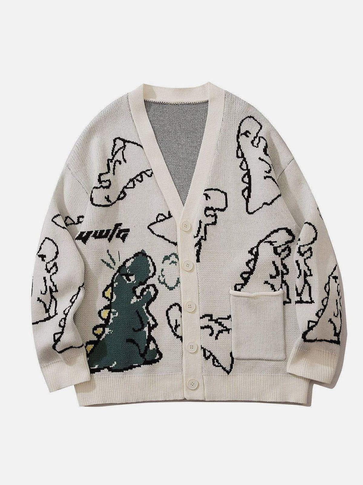 Tntwear® - Dinosaur Cartoon Pattern Knit Cardigan - tntwear1