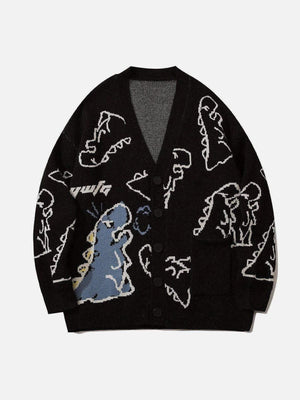 Tntwear® - Dinosaur Cartoon Pattern Knit Cardigan - tntwear1