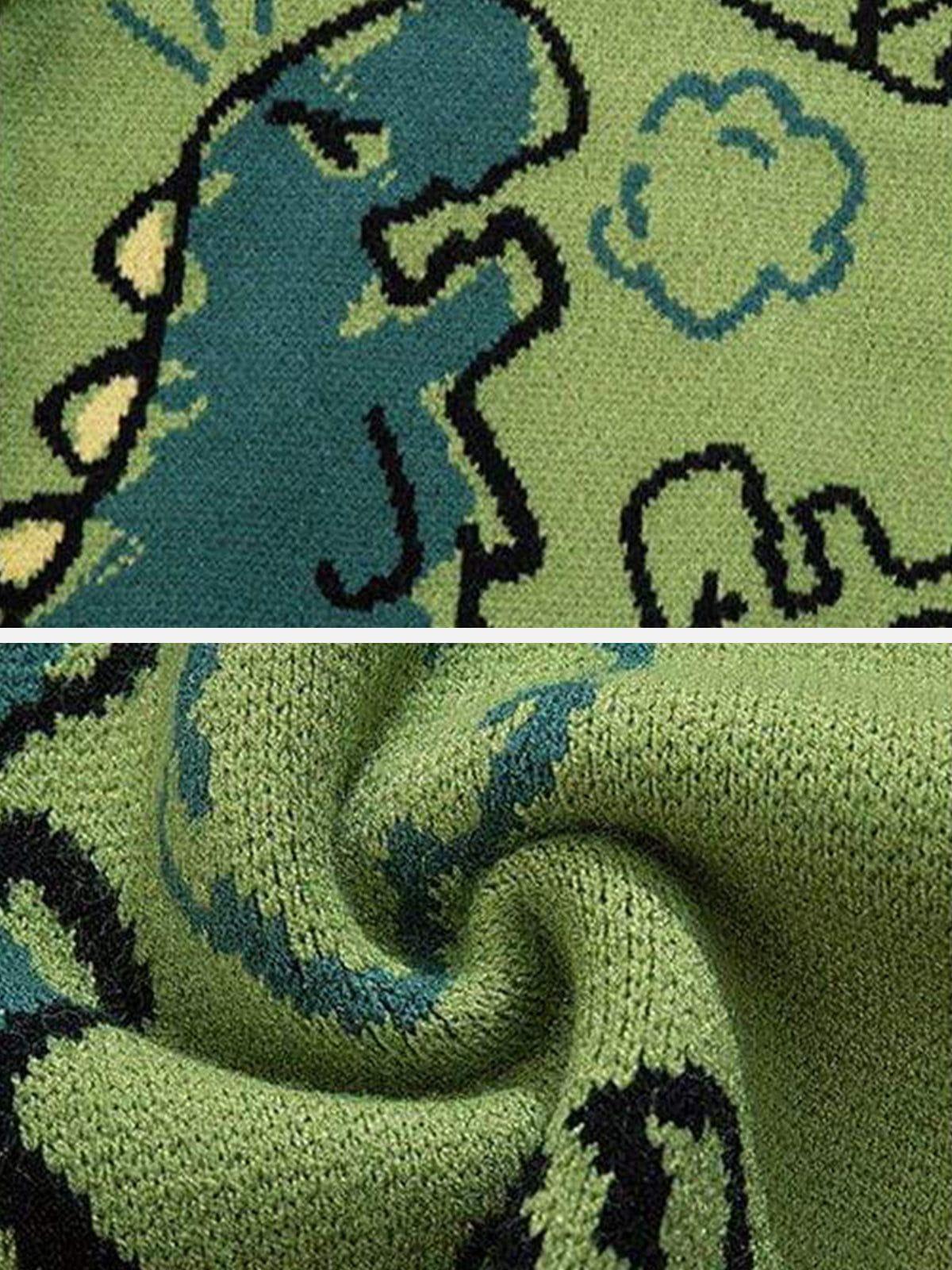 Tntwear® - Dinosaur Cartoon Pattern Knit Cardigan - tntwear1