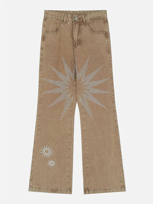 Tntwear® - Embroidery Washed Design Jeans - tntwear1