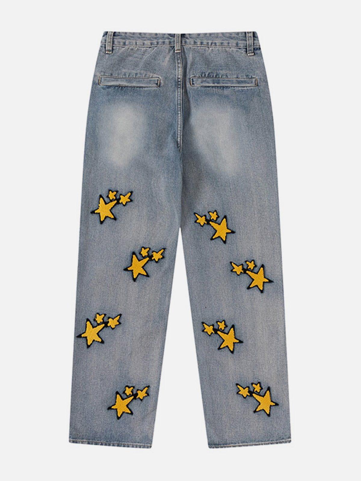 Tntwear® - Flocked Star Jeans - tntwear1