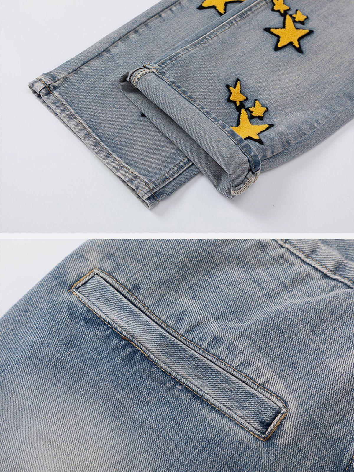 Tntwear® - Flocked Star Jeans - tntwear1