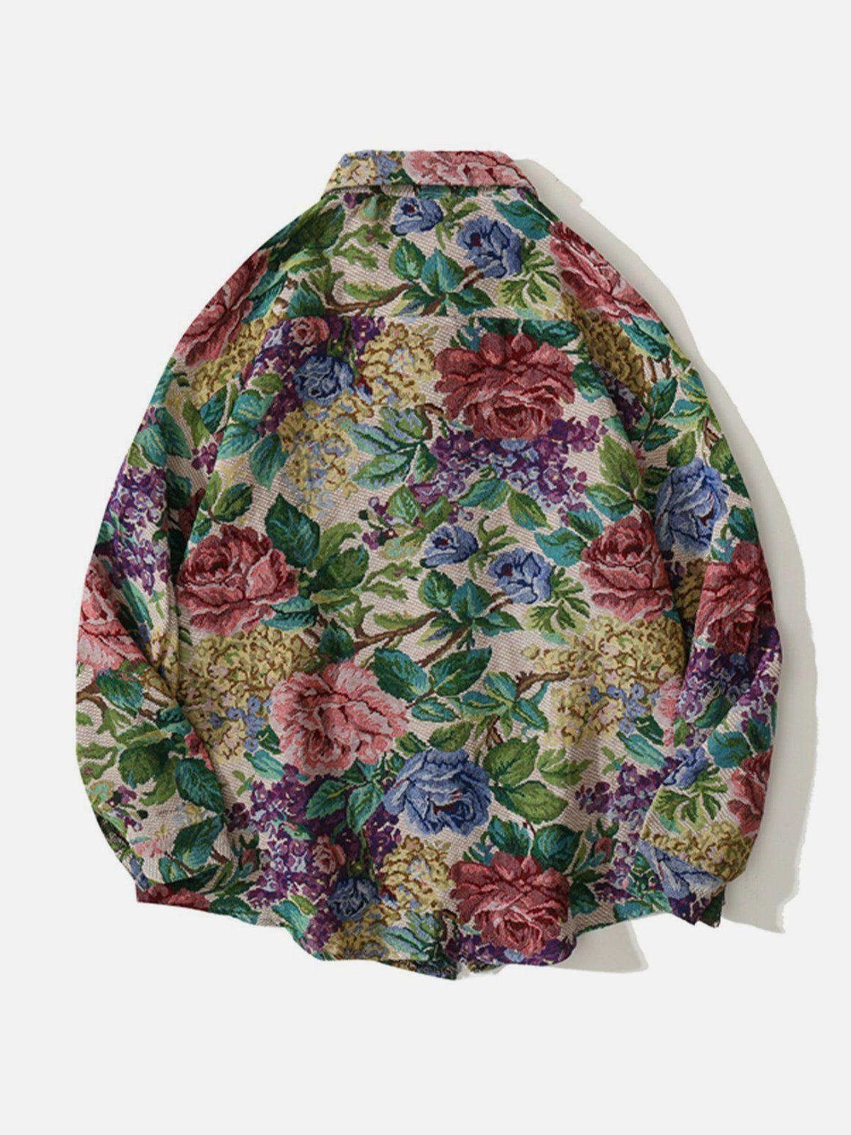 Tntwear® - Floral Embroidered Long-Sleeved Shirt - tntwear1