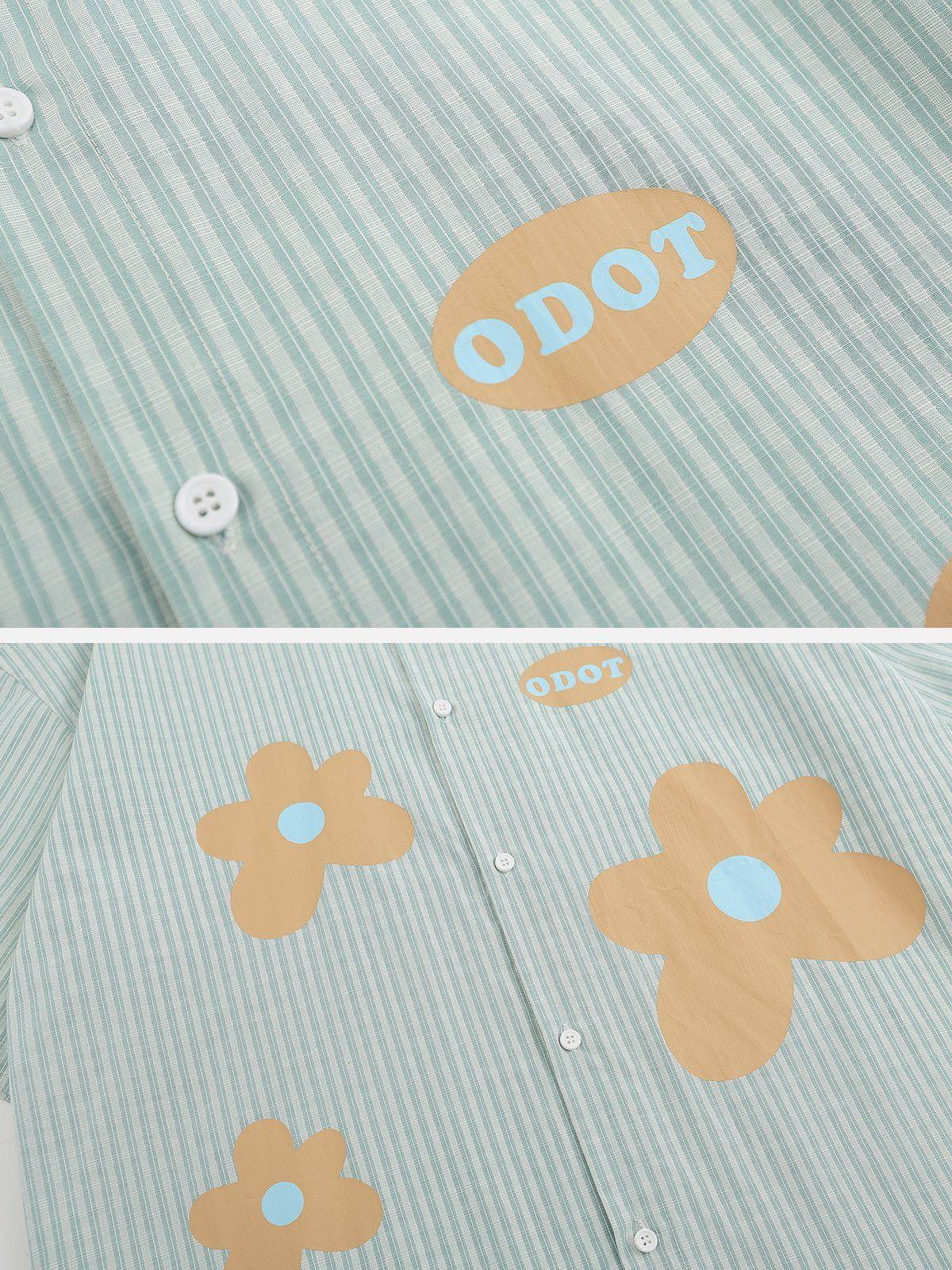 Tntwear® - Flower Applique Short Sleeve Shirts - tntwear1