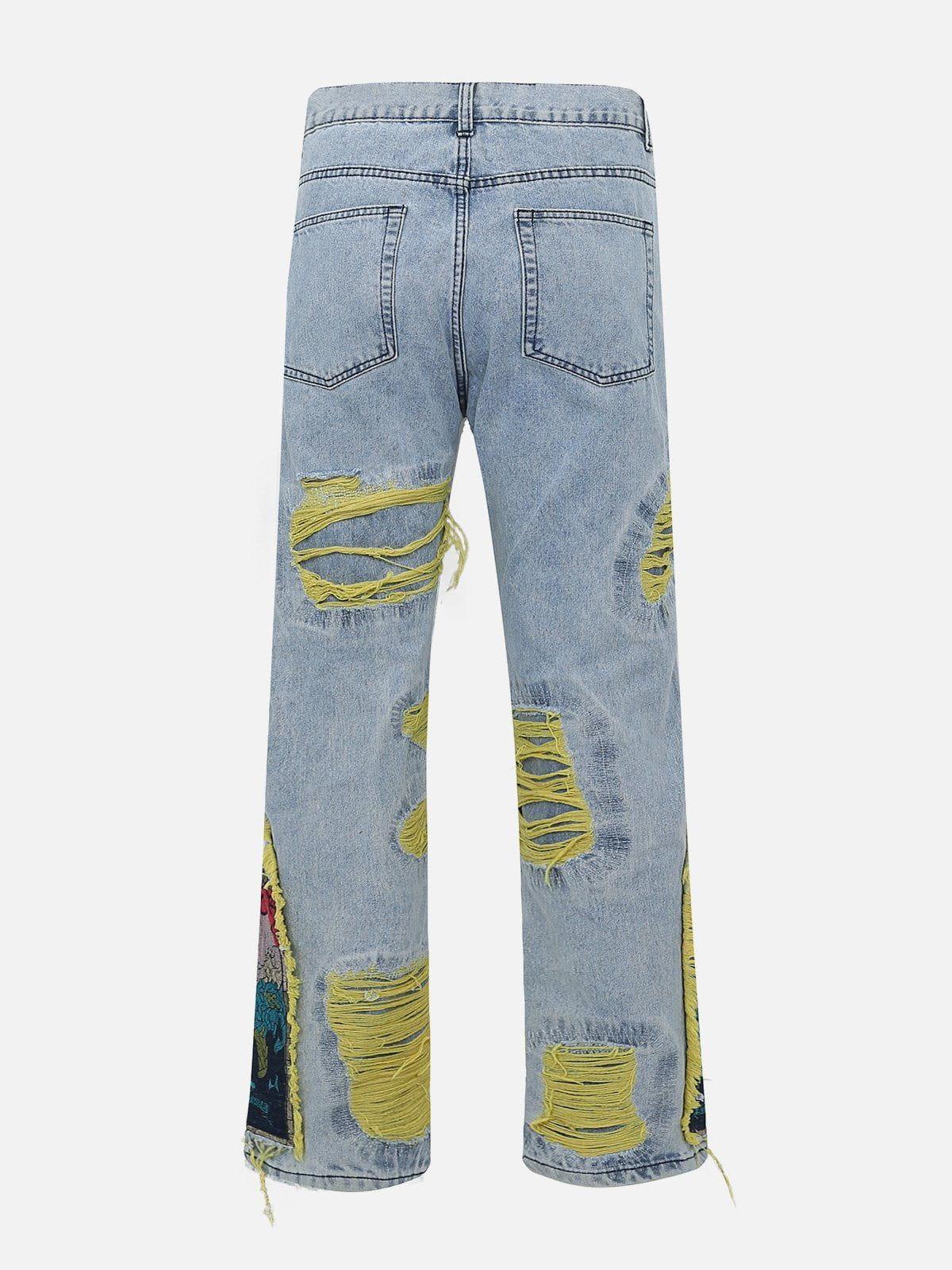 Tntwear® - Flower Embroidery Jeans - tntwear1