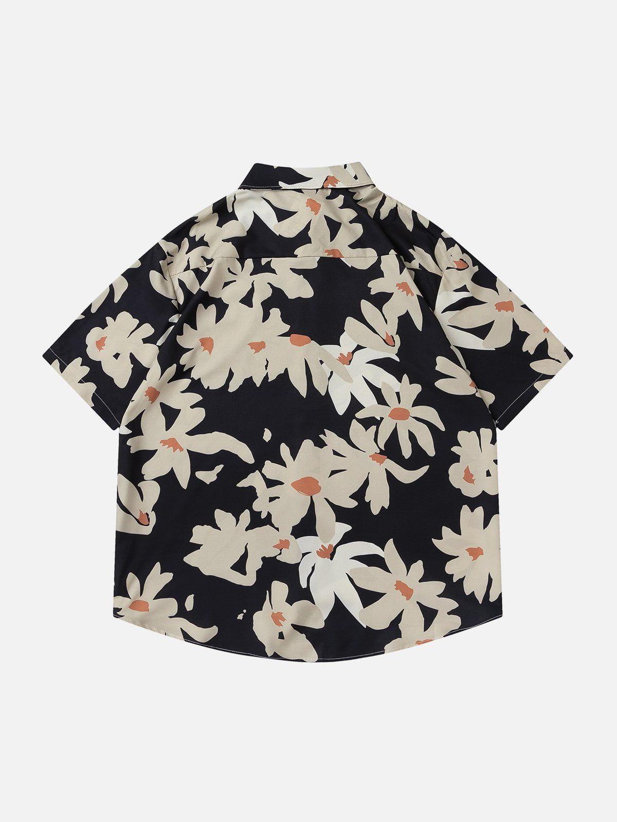 Tntwear® - Flowers Print Short Sleeve Shirt - tntwear1