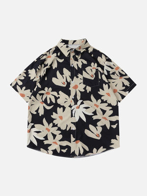 Tntwear® - Flowers Print Short Sleeve Shirt - tntwear1