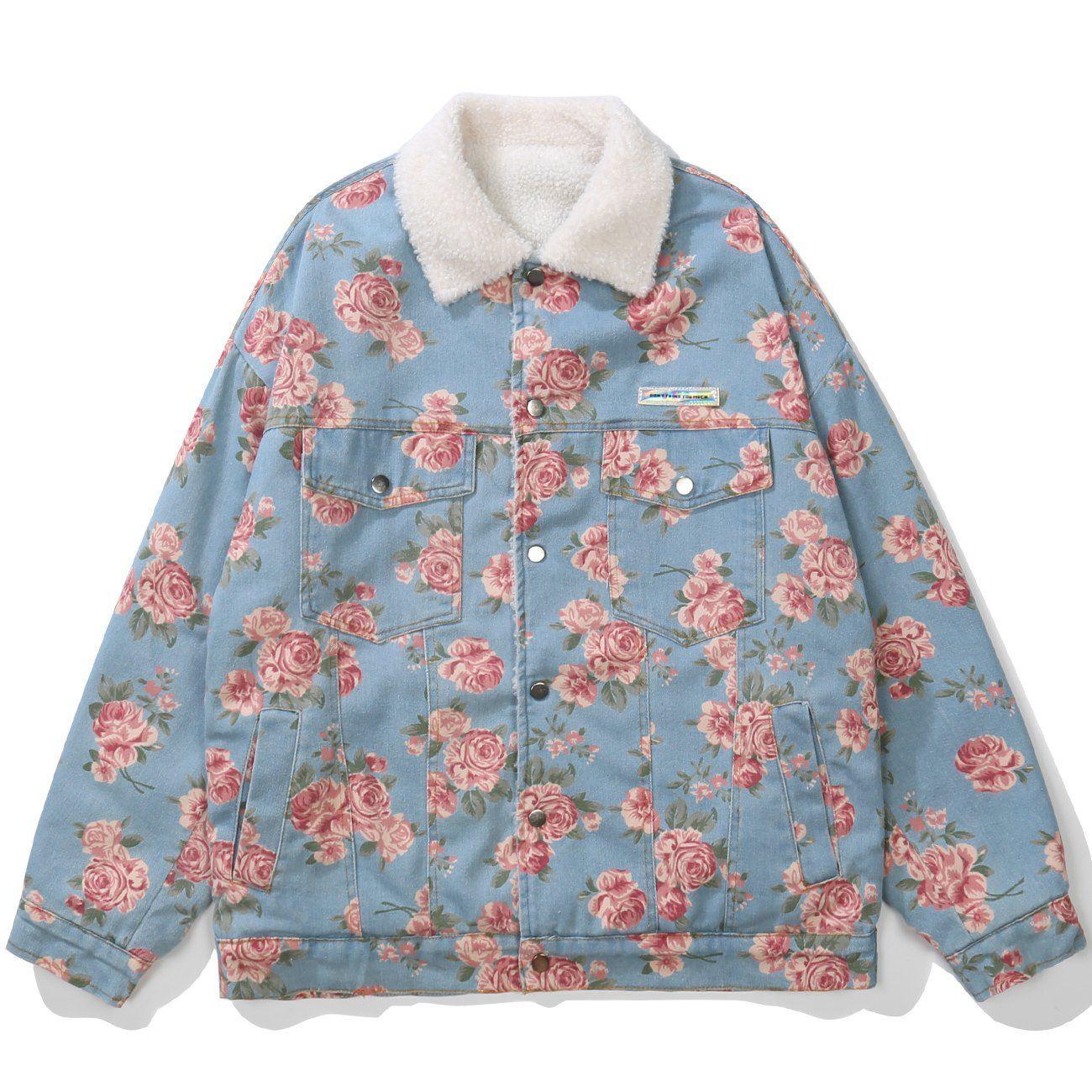 Tntwear® - Full Flower Print Winter Coat - tntwear1